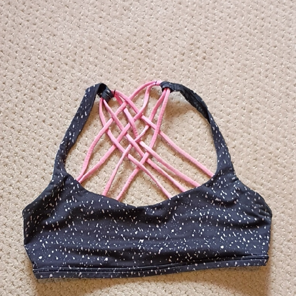 Black and Pink Strappy Sports Bra - Lululemon